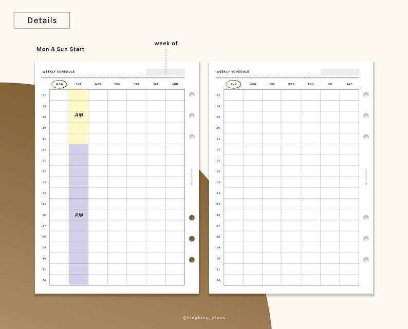 Weekly Schedule Planner A5 Printable Inserts Week on One - Etsy