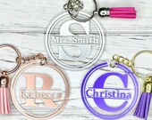 Personalized Custom Keychain, Monogram Name Keychain, Gift for Her Him Boss, Mother s Day Gift, Bridal Gift, Teacher Gift, Thank You Gift