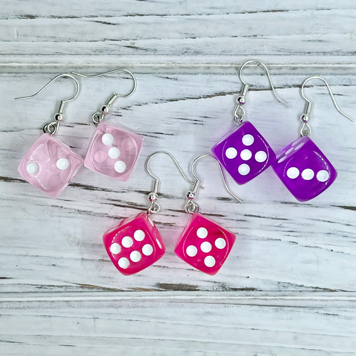 Dice Earrings Colorful Dice Earrings Game Earrings Kid Etsy