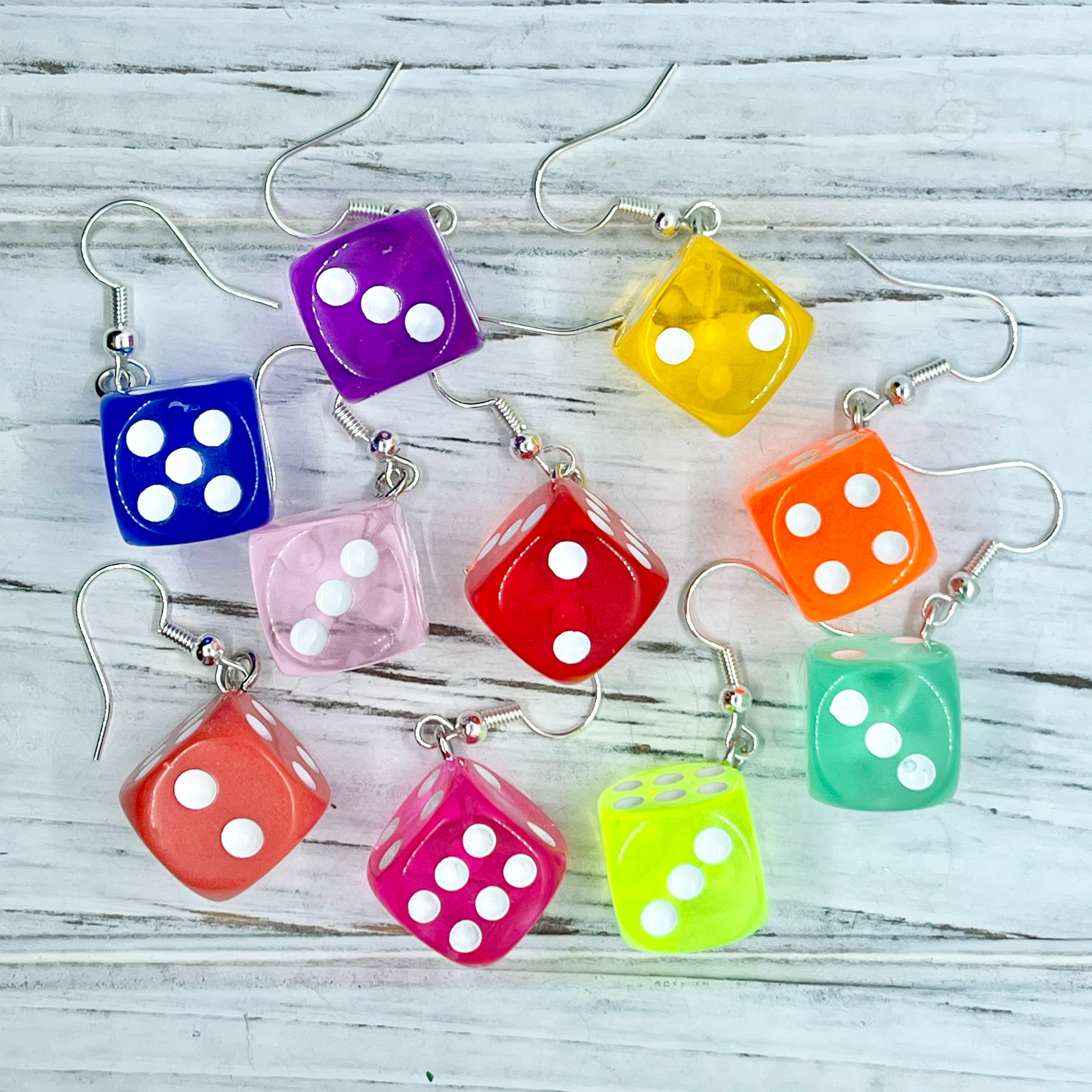 Dice Earrings Colorful Dice Earrings Game Earrings Kid Etsy