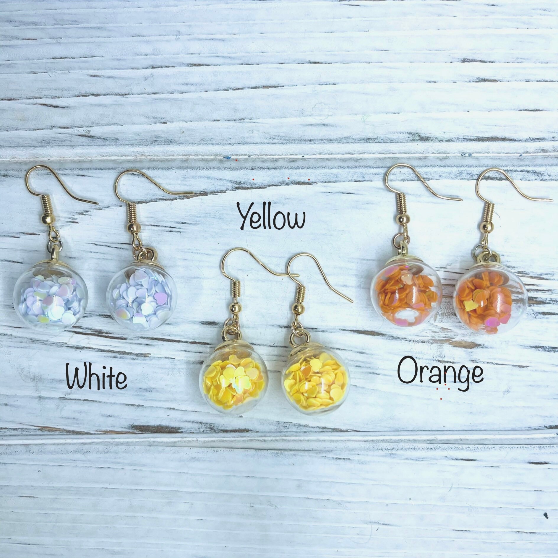 Glass Ball Earrings Heart Earrings Unique Earrings Drop Etsy