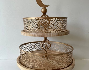 Ramadan decoration- Ramadan & Eid tray - Ramadan serving 2 tier tray - eid decor - زينة رمضان - ديكور رمضان