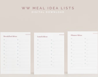 WW Meal Idea Lists Printables
