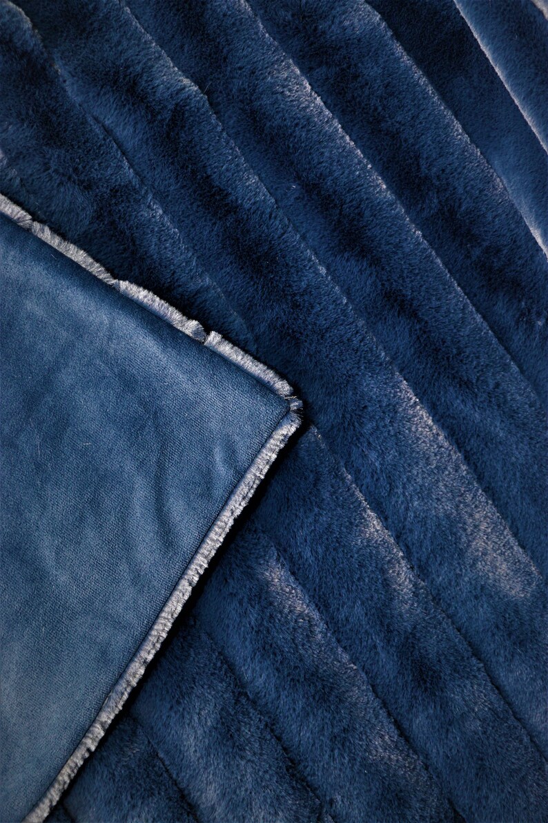 Telluride Blanket Rabbit Faux Fur Classic Navy Blue - Etsy