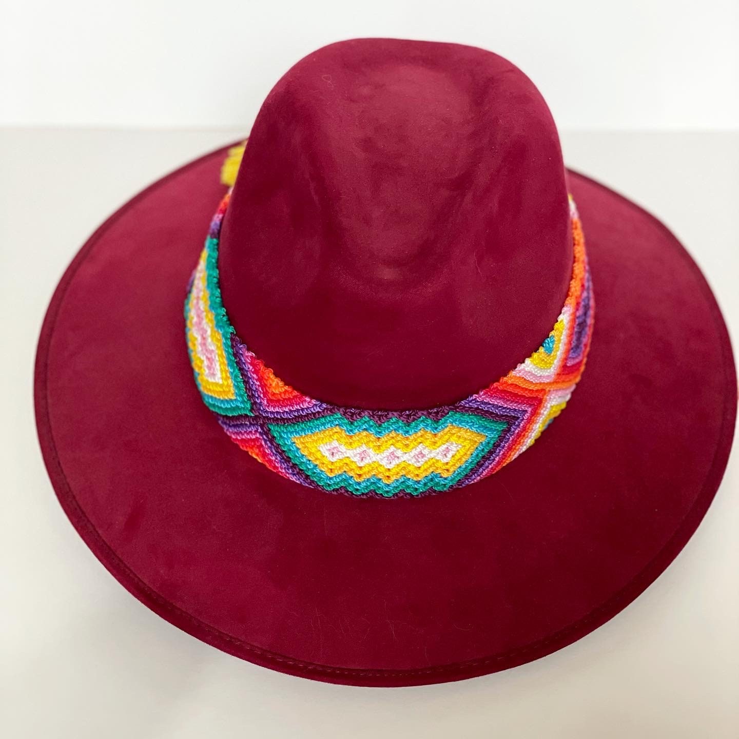 ?? Artisanal crafted suede hat - hand made in Mexico Hand Painted Aurora Hat - Vegan Suede – Origin Mexico main image 3