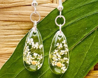 Wildflower Mustard Seed Earrings * Hypoallergenic Sterling Silver Wires * Real Flower Resin Jewelry * Wedding Gifts