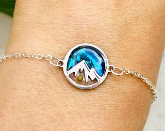 Blaues Paua Abalone Senfkorn Armband, Silber Kette, Senfkorn Glaube Schmuck, Geschenke für Schwester in Christus