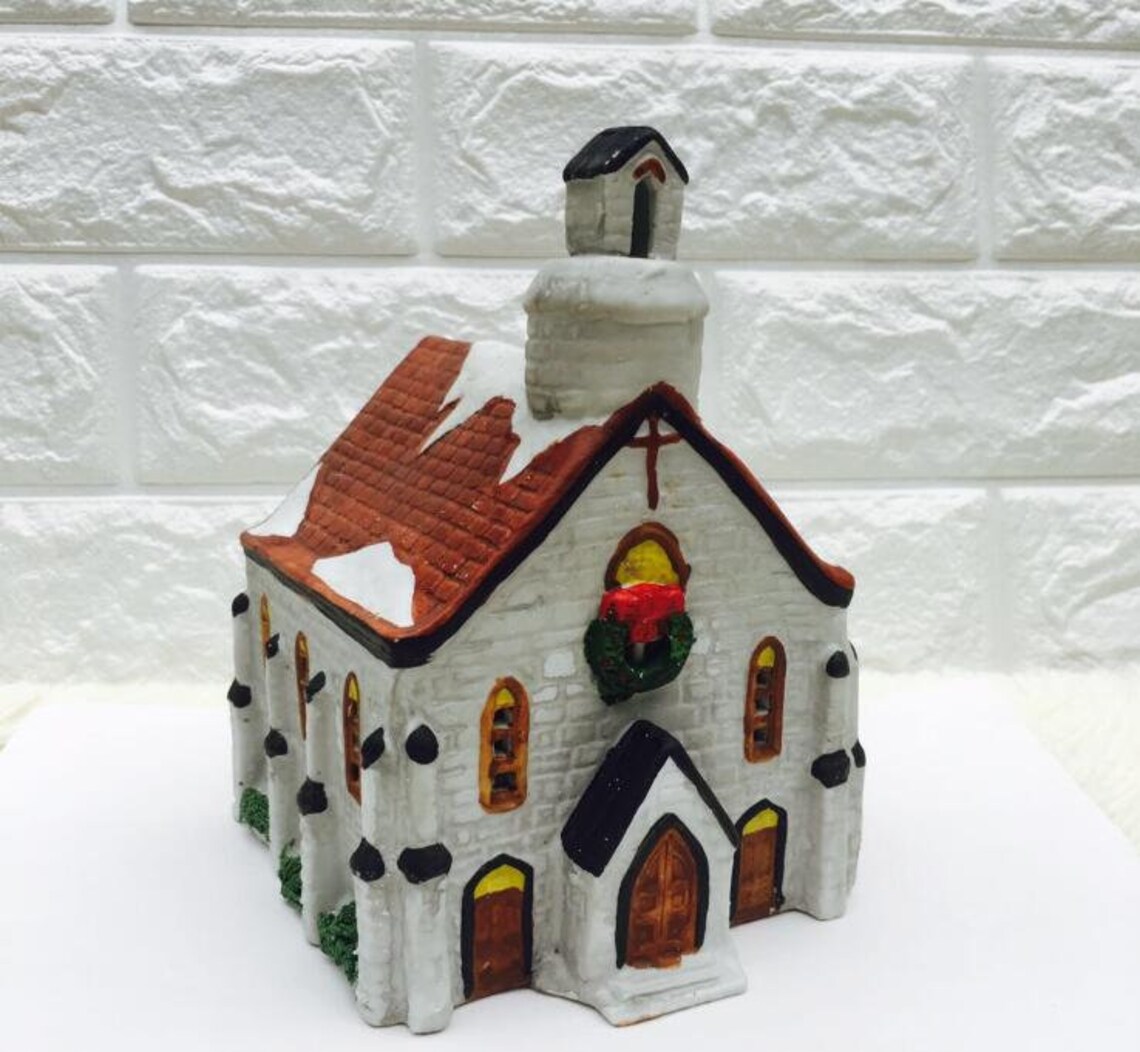 Little ceramic house night light colorful house with small Etsy