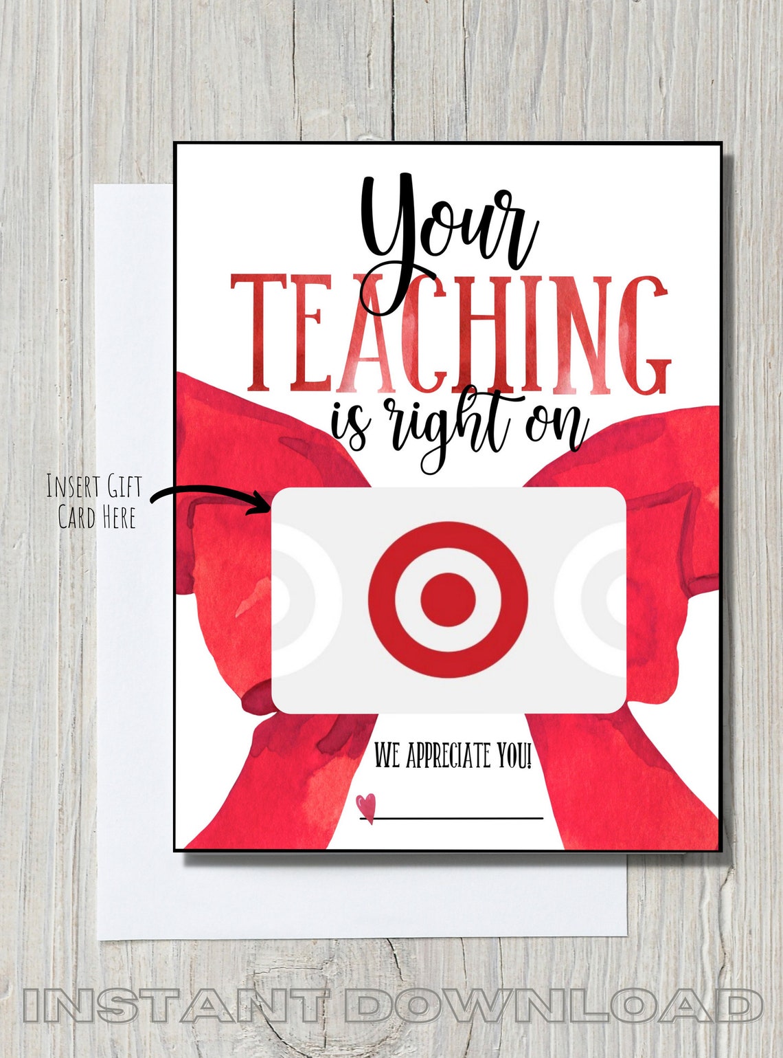 INSTANT DOWNLOAD Target Teacher Appreciation Gift Card Thank Etsy
