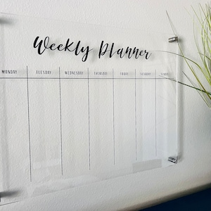 Acrylic Weekly Wall Calendar | Family Command Center | Schedule Organizer | Marker Set Included