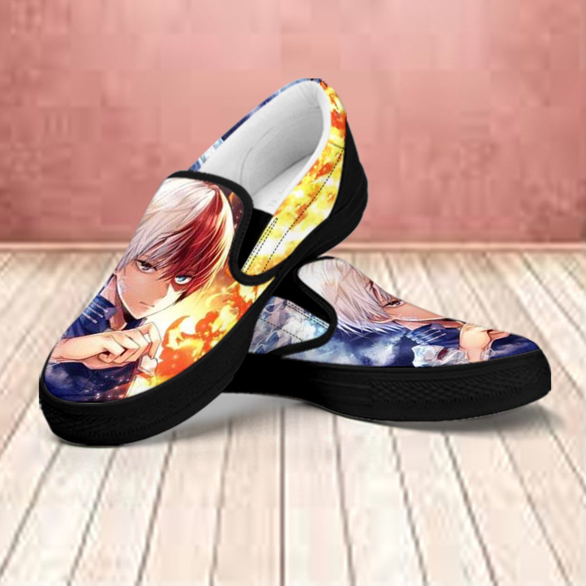 Shoto Todoroki Slip On Anime Canvas Shoes Custom Shoes | Etsy