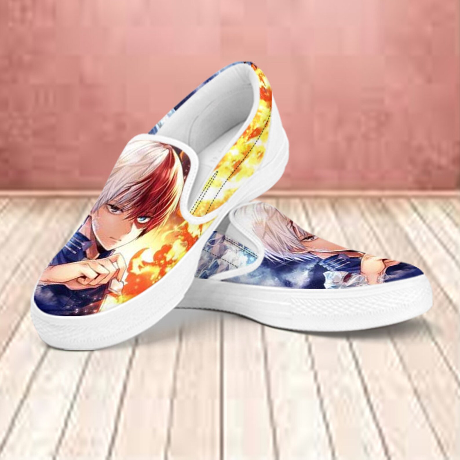 Shoto Todoroki Slip On Anime Canvas Shoes Custom Shoes | Etsy