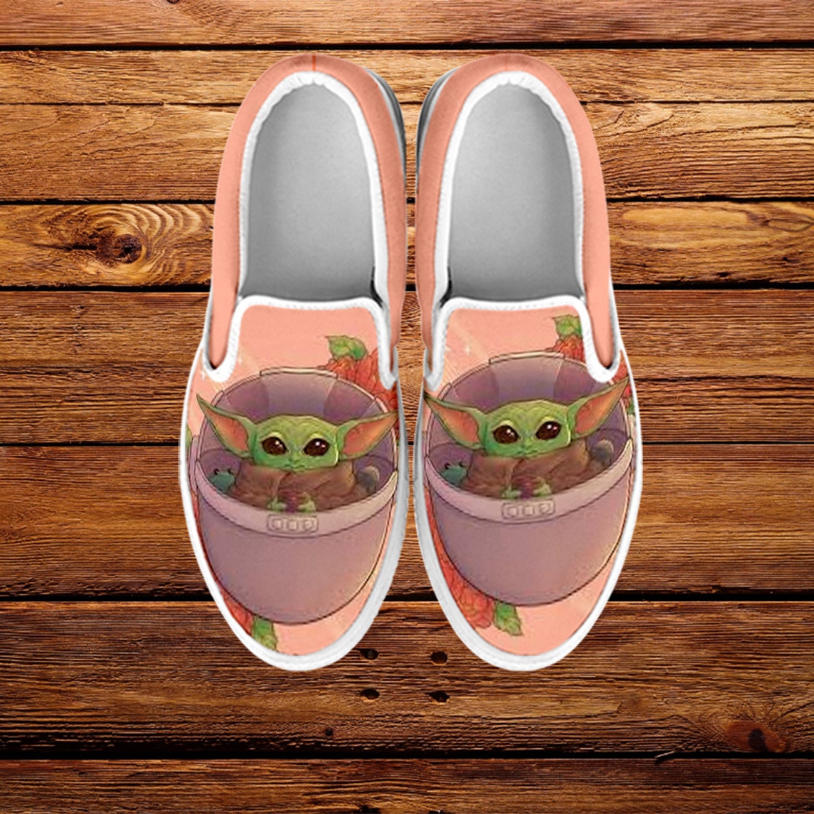 Baby Yoda Slip On Mandalorian Canvas Shoes Custom Shoes Etsy