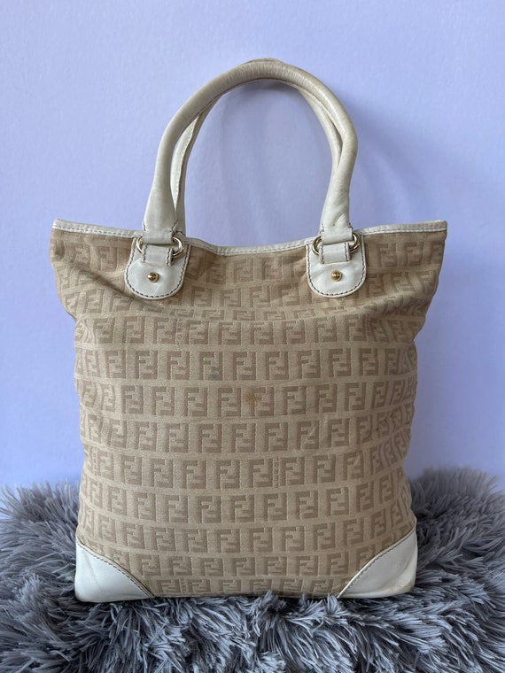 Authentic Fendi Shoulder Bag Monogram Nylon Cream Etsy