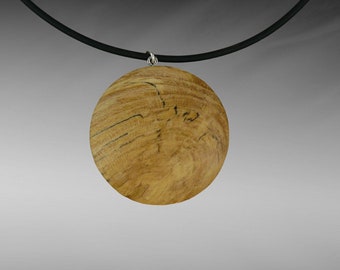 Wooden pendant made of maple wood with rubber strap, handmade wooden jewelry pendant, wooden jewelry pendant, chain pendant, wooden necklace