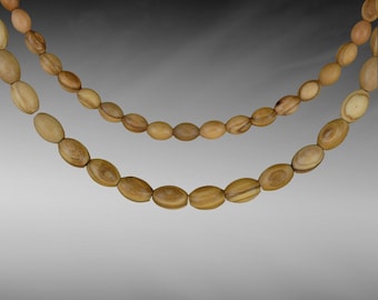 Olive wood beads, oval wooden beads made of real olive wood in different sizes.