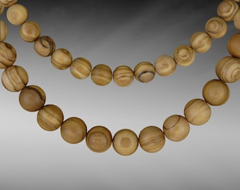 Large round olive wood beads, wooden beads made of real olive wood in sizes 12 mm and 15 mm