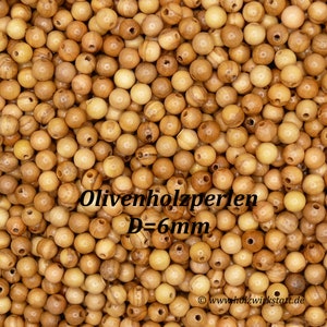 Perles en bois d'olivier, perles en bois d'olivier véritable. Perles rondes, taille de 4 mm à 10 mm image 5