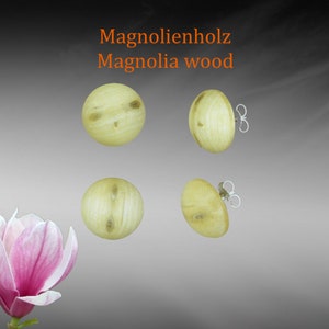 Earring plugs with wooden cabochon made of magnolia wood earrings made of wood and 925 silver handmade earring plugs wooden ear plugs image 3
