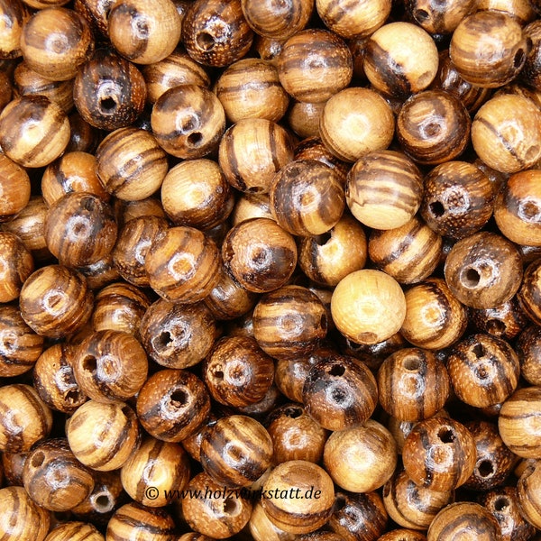 Perles en bois de noyer, perles en bois de noyer véritable. Perles rondes et ovales. Taille de 4 mm à 10 mm