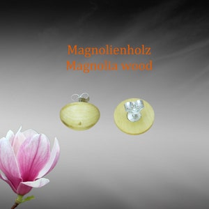 Earring plugs with wooden cabochon made of magnolia wood earrings made of wood and 925 silver handmade earring plugs wooden ear plugs image 6