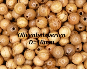Olive wood beads, wooden beads made from genuine olive wood. Round beads, size from 4 mm to 10 mm