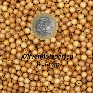 Perles en bois d'olivier, perles en bois d'olivier véritable. Perles rondes, taille de 4 mm à 10 mm image 6