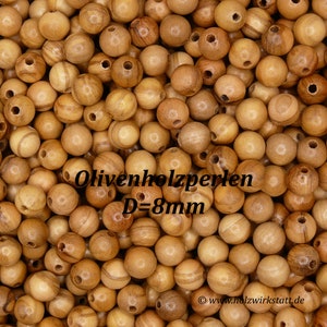Perles en bois d'olivier, perles en bois d'olivier véritable. Perles rondes, taille de 4 mm à 10 mm image 3