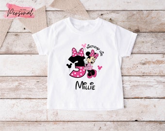 Personalised Minnie Birthday Tshirt, Minnie Mouse Birthday Girl Age Top, 1st, 2nd, 3rd, 4th, 5th, 6th, 7th, Birthday