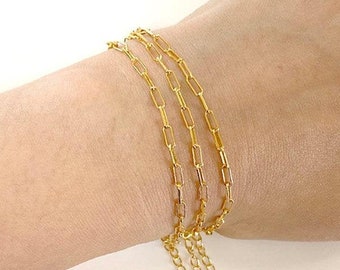 Gold Chain Bracelet, Paperclip Bracelet, Gold Link Bracelet, Christmas Gift, 18K Gold Vermeil, Simple Dainty Bracelet, Layering Bracelet