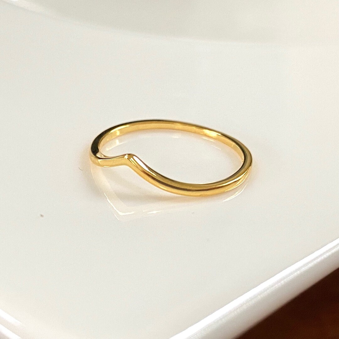 18K Gold Vermeil Chevron Ring Thin Gold Wave Ring Wide V - Etsy