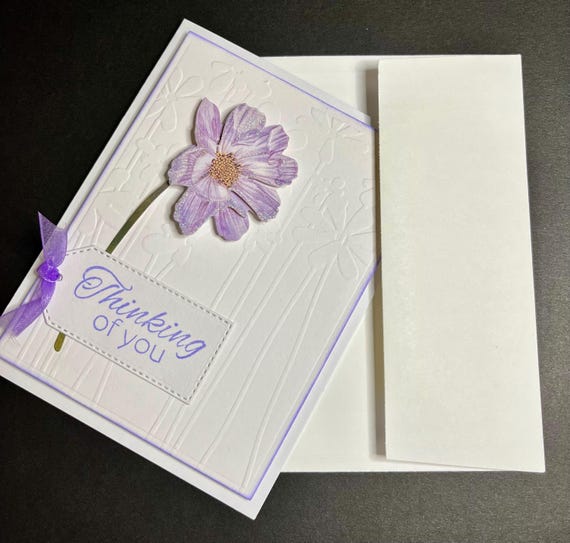 Thinking of you card, A2 size, shaded lilac