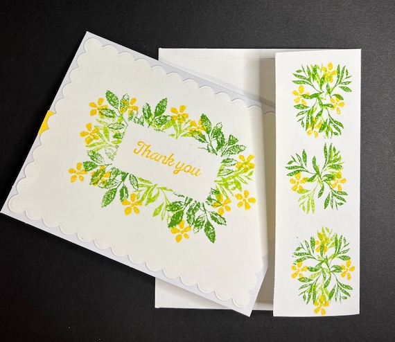 Thank you card , A2 size, greenery and floral, mustard seed