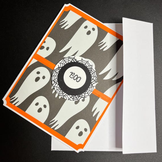 Handmade Halloween card. A2 size,  Boo , Ghosts