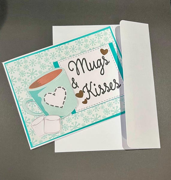 Mugs & Kisses Card: Hot Chocolate, Marshmallows, Snowflake A2 Card