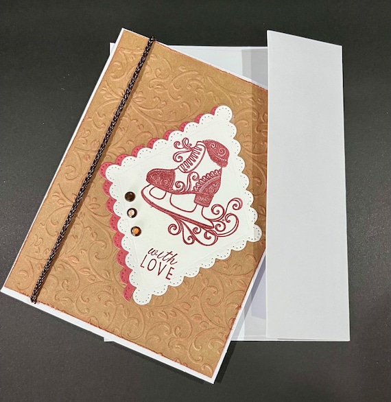 with LOVE, valentine card, ice skate