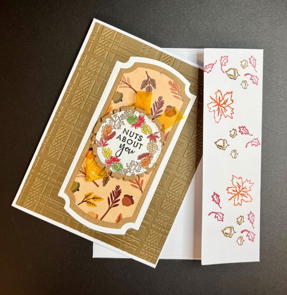 Handmade Thanksgiving or Autumn card, A2 size,  Nuts About You,brown and orange