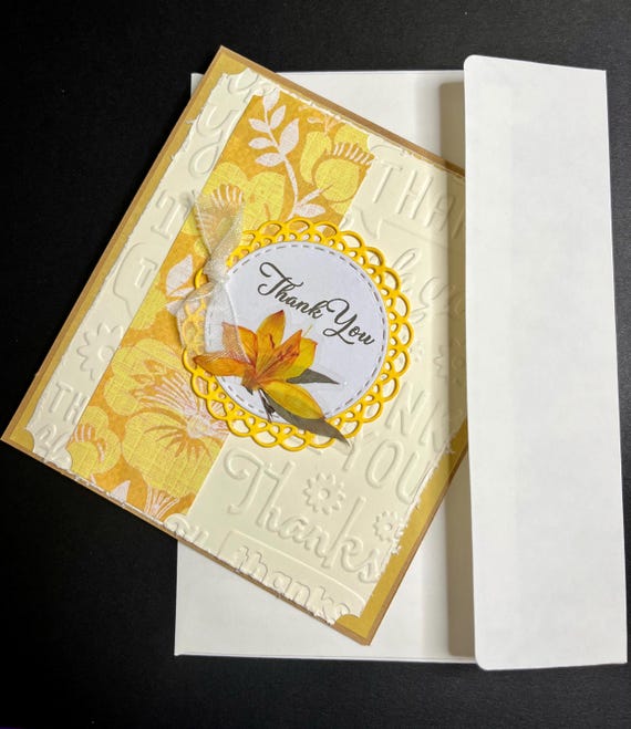 Thank you card, A2 size, yellow lily