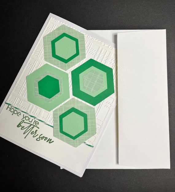 Hope you’re better soon card, A2 size, green and white
