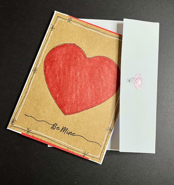 Be Mine card, A2 size , big red heart