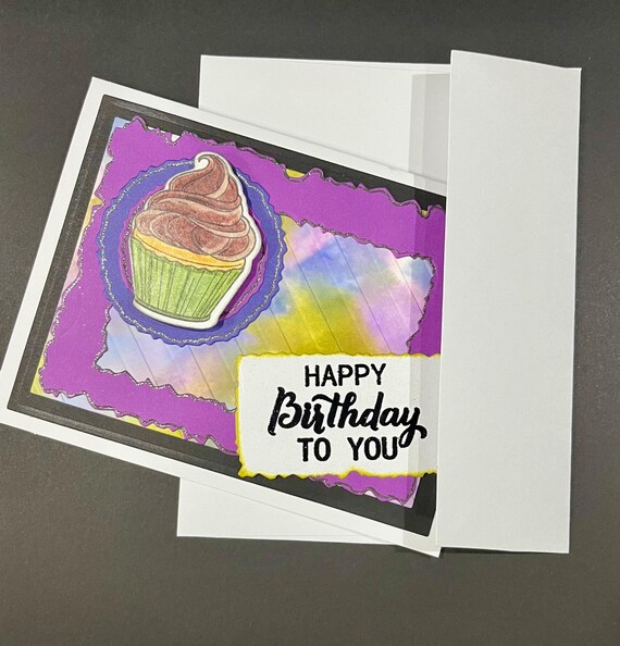 Happy Birthday to You, cupcake and tie dyed