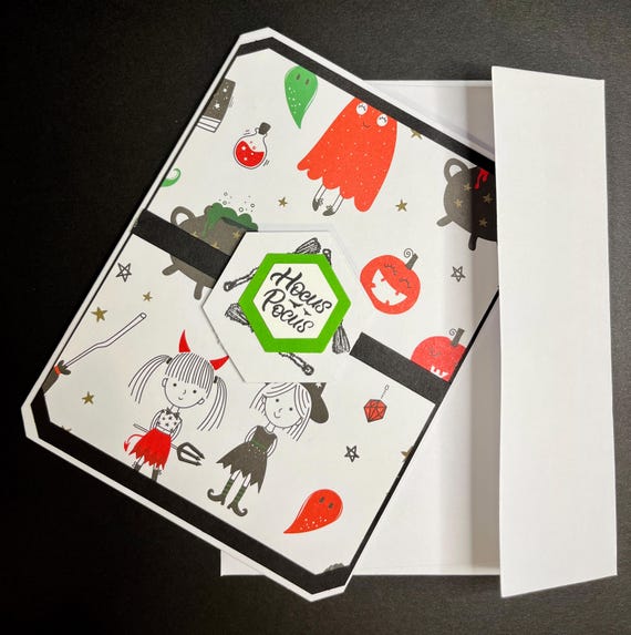 Handmade Halloween card. A2 size, Hocus Pocus, festive Halloween card