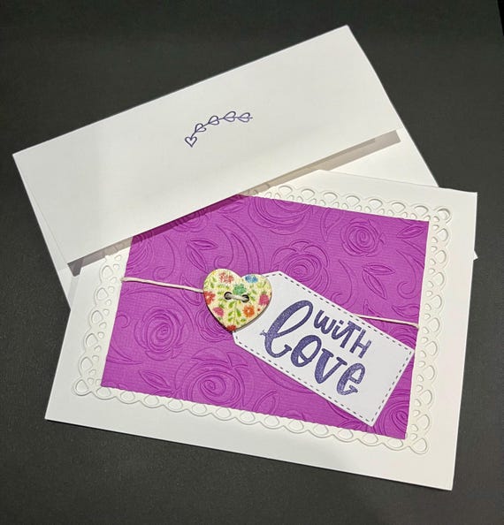 with love ( wooden heart button)