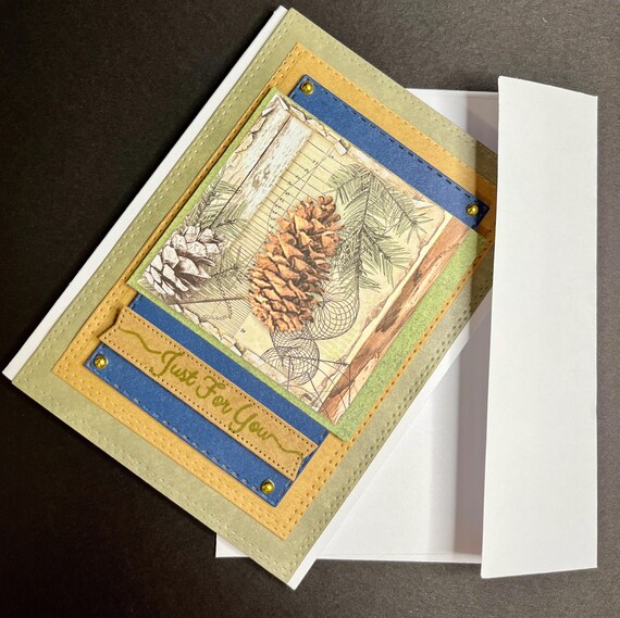 Handmade Just for You card , A2 size,  Just for You,  nature themed /botanical