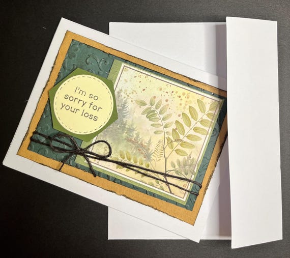 Handmade Sympathy card, A2 size, I’m so sorry for your loss, forest scenery