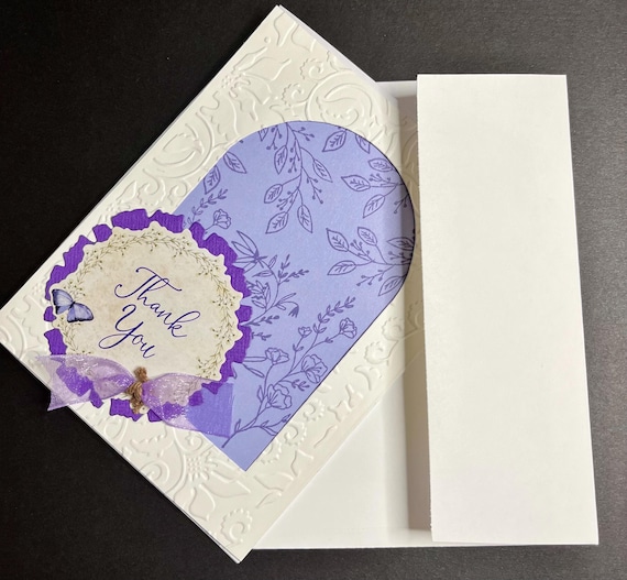 Thank You card, A2 size , lavender and floral