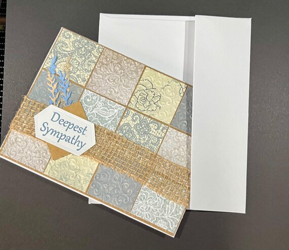 Deepest Sympathy card, A2 size, brown and blue