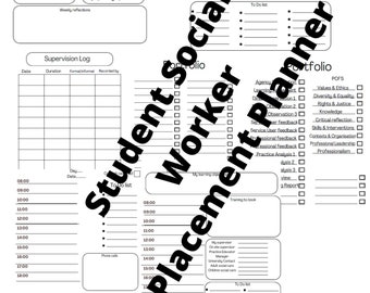 Student Social Worker Placement Planner / Diary - University Placement - Children/ Adults/ PRINTABLE ORGANISER for Social Work