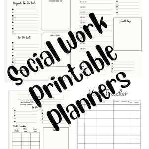 Grey Social Work Printable / Digital Download Daily, Weekly Planner / Diary - Family sheet & Visit Tracker Student Social Worker
