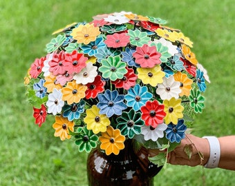 Margarita ojo de buey de cerámica (1 pieza) - Decoración alegre y colorida para el hogar, perfecta para un pequeño ramo de flores hecho a mano como centro de mesa floral